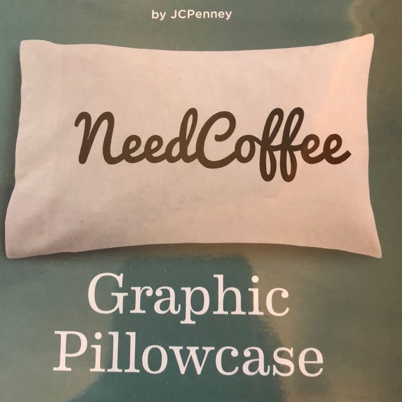 JCPenney Home expressions white standard pillowcase graphic print Need Coffee - Picture 6 of 8